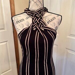 White House Black Market Black and Cream Tank Top